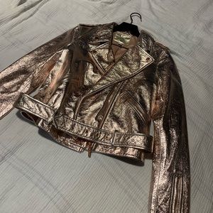 True Religion Rose Gold Genuine Leather Jacket
